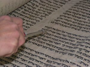 close up on Torah scroll