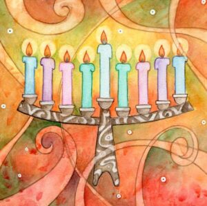 colorful pastel hanukkiah