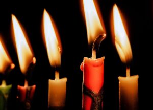 4 candles lit on menorah