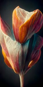 close-up of peach and white colored tulips